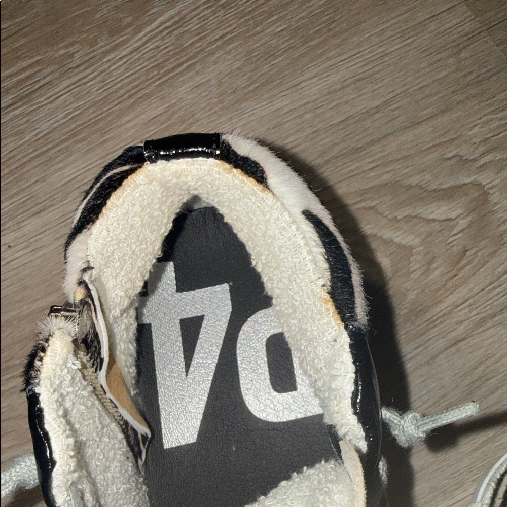 P448 Skate Sneaker Women's Zebra Pony Hair High Top Glitter - Picture 6 of 7